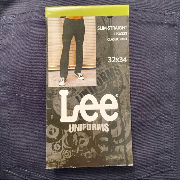 NWT Lee Men Navy Blue Slim Straight Classic Fit Trouser Work Uniform Pants 32x34 - Picture 3 of 10